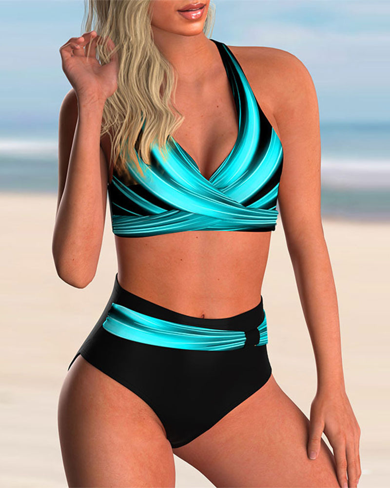 Carmen | Printed Cross-Neck Bikini Set
