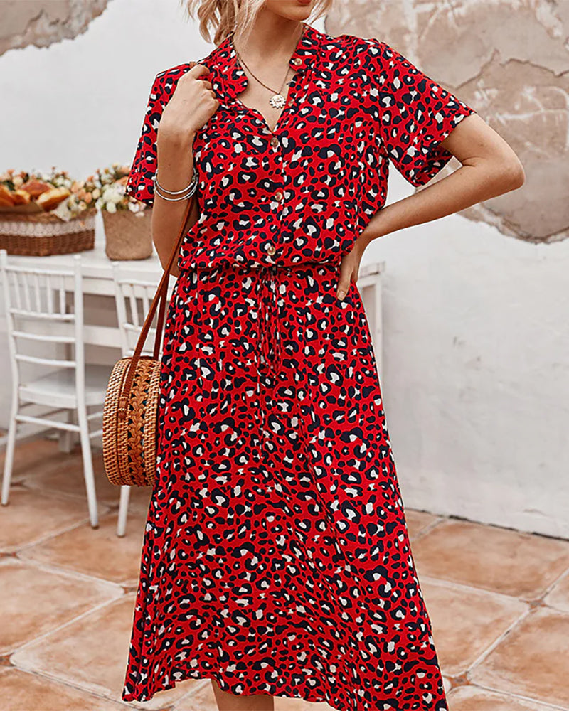 V-Neck Dress with Polka Dot Print
