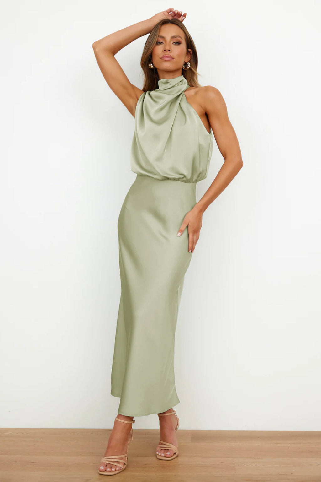 Naomi | High-Neck Draped Maxi Dress