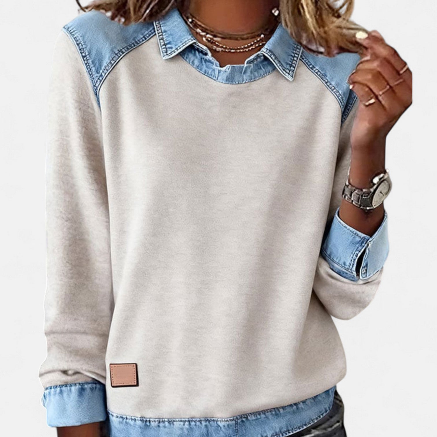 Collared Long-Sleeve Blouse