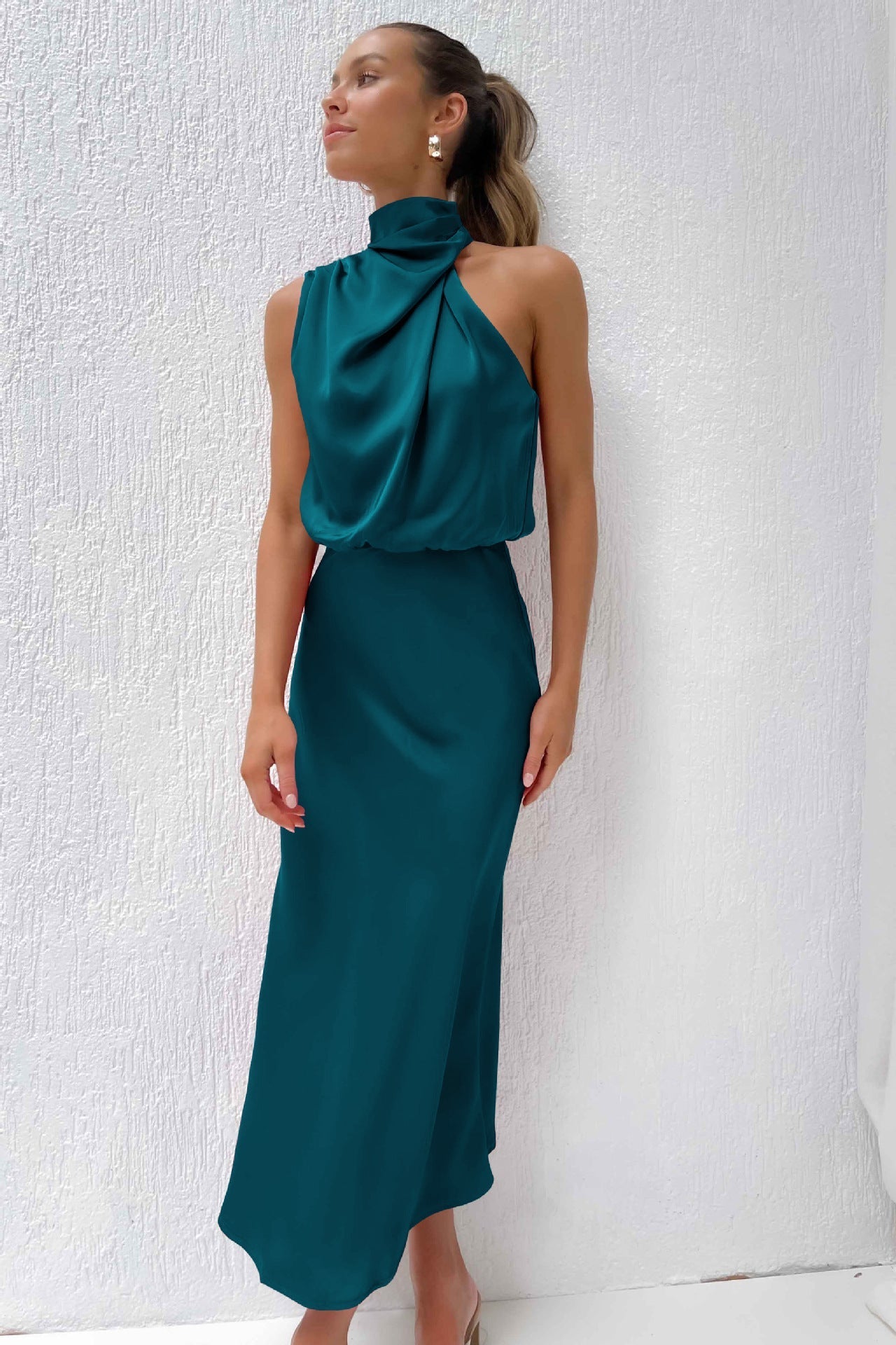 Naomi | High-Neck Draped Maxi Dress