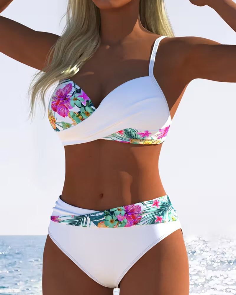 Sierra | Bralette Bikini, Colorblock Print