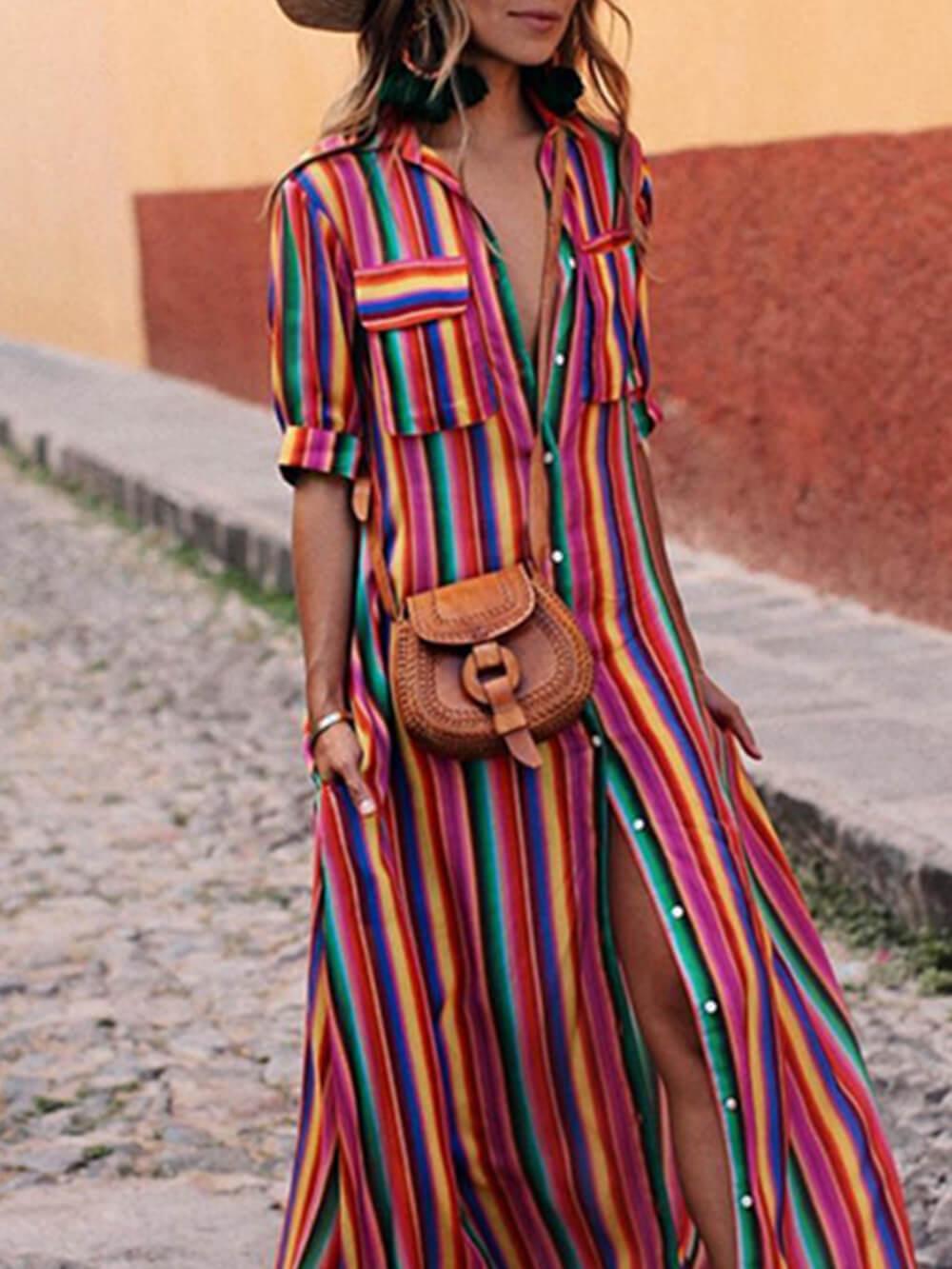 M&H | Striped Shirt and Maxi Skirt Set