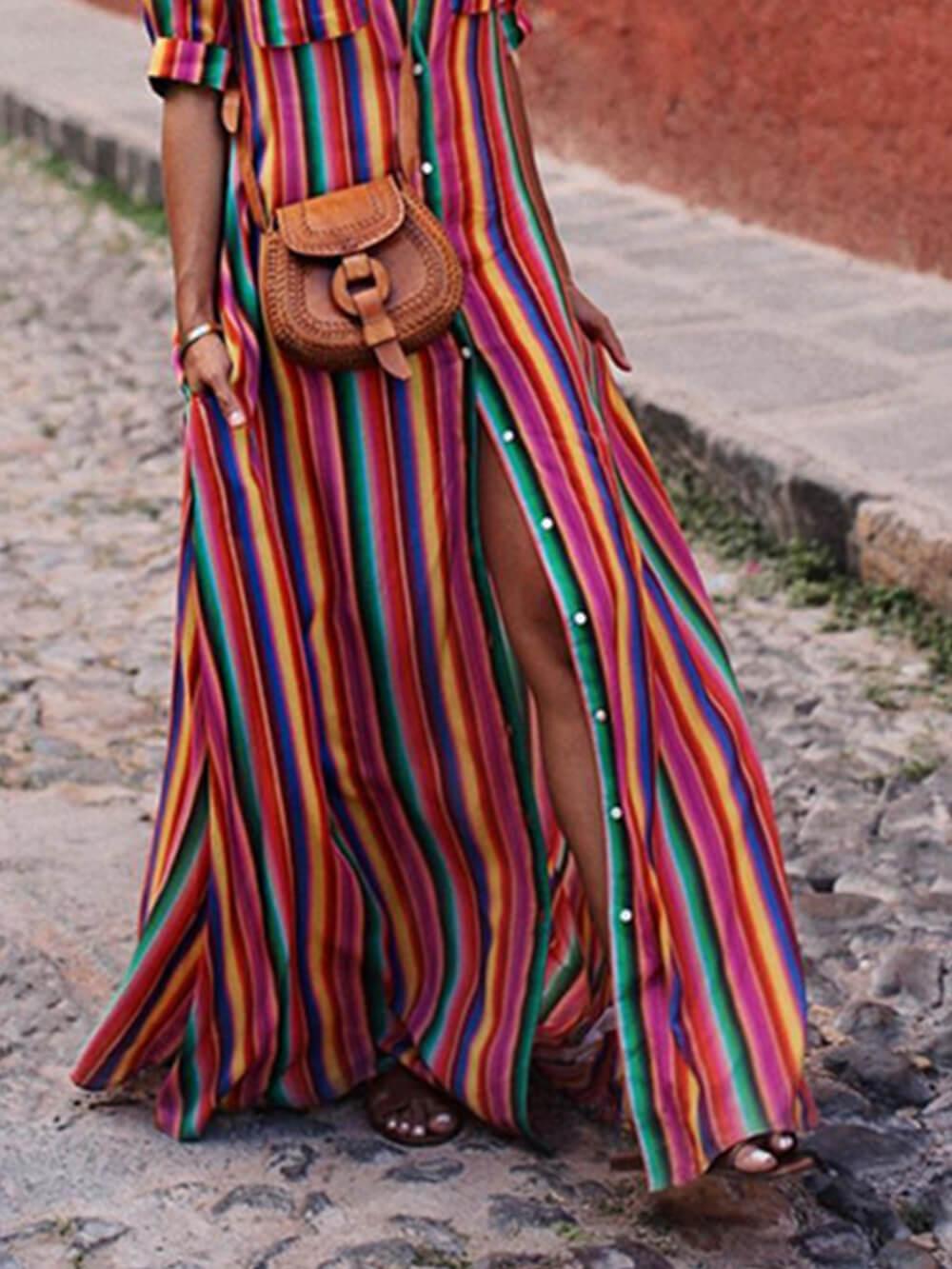 M&H | Striped Shirt and Maxi Skirt Set