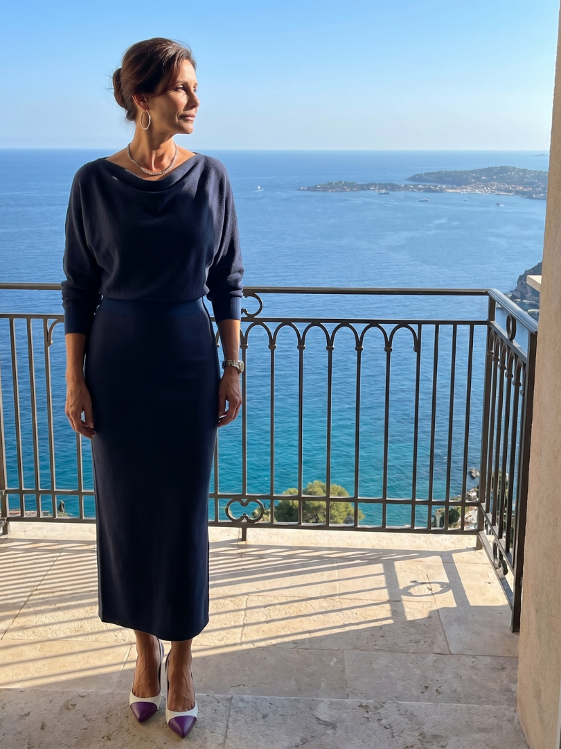 Harper | Midi Dress with Draped Neckline
