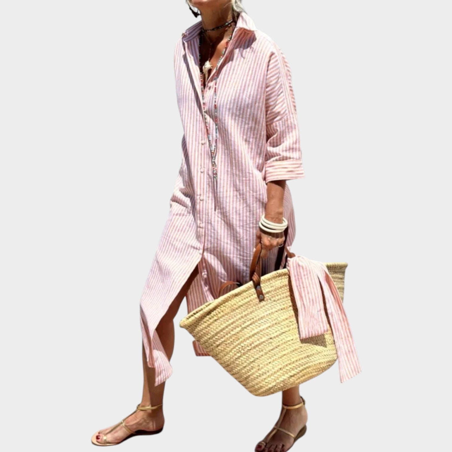 Jasmine | Midi Shirt Dress, Bohemian Geometric Print