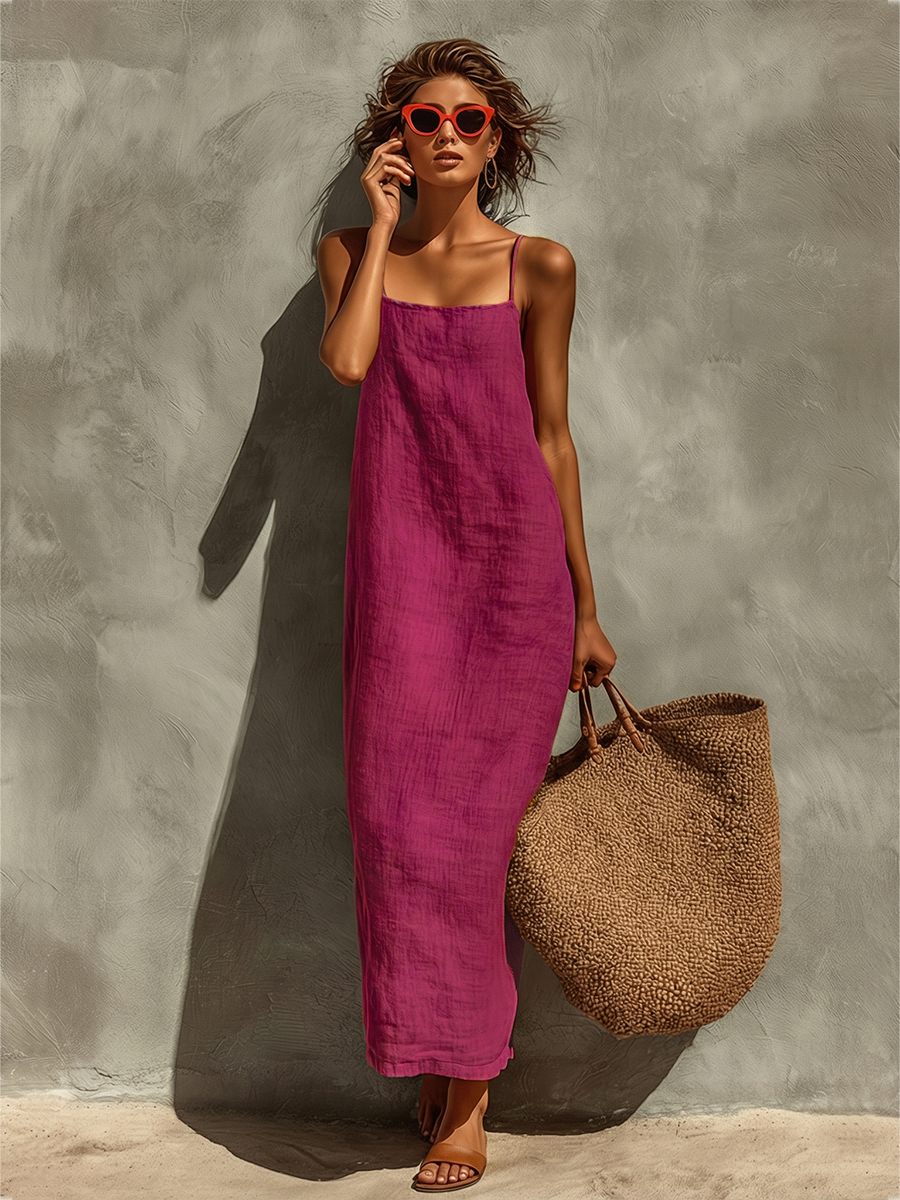 Amara | Cotton Maxi Dress, Square Neck