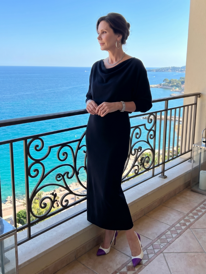 Harper | Midi Dress with Draped Neckline