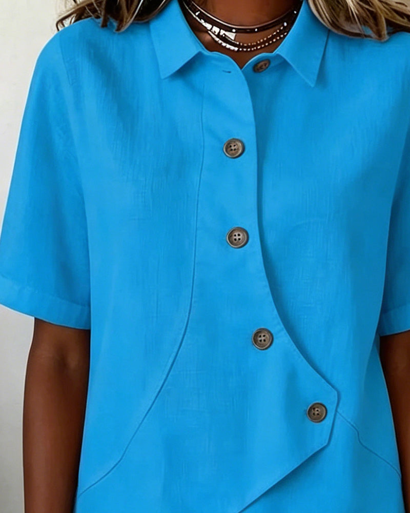 Marisol | Asymmetrical Cotton-Linen Button-Up Shirt
