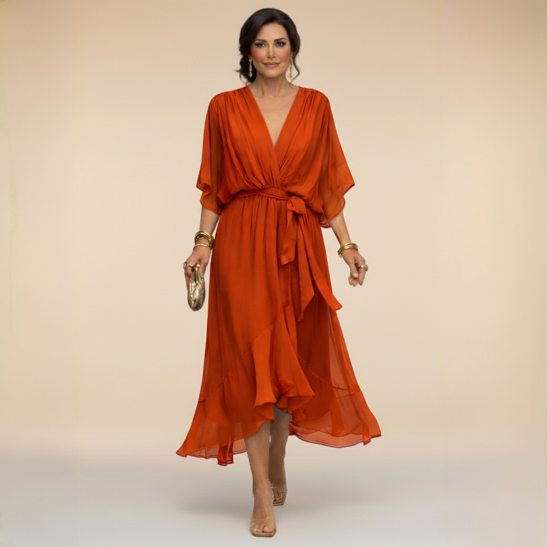 Sfumato | Chiffon Dress with V-Neck