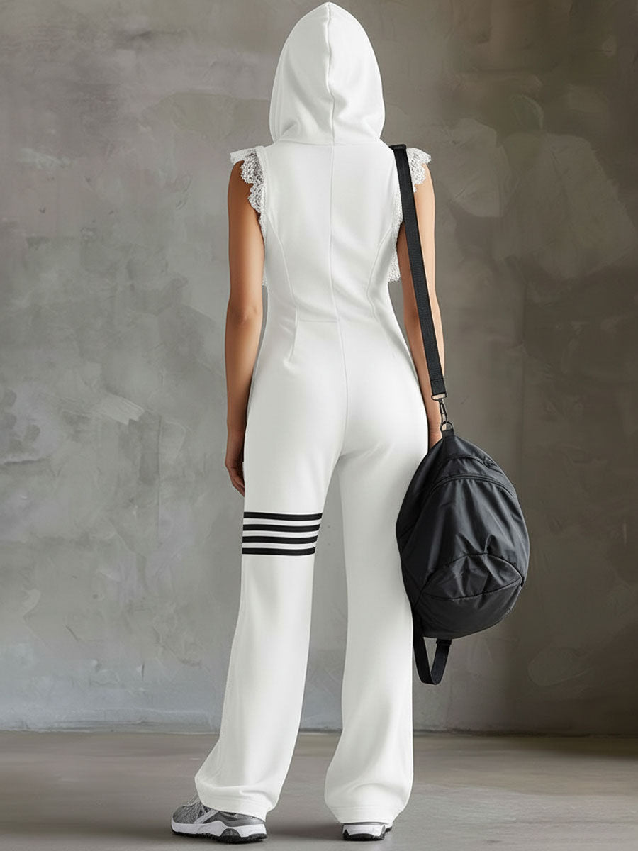 Giada - Retro Sports Tracksuit with Hood and Stripes