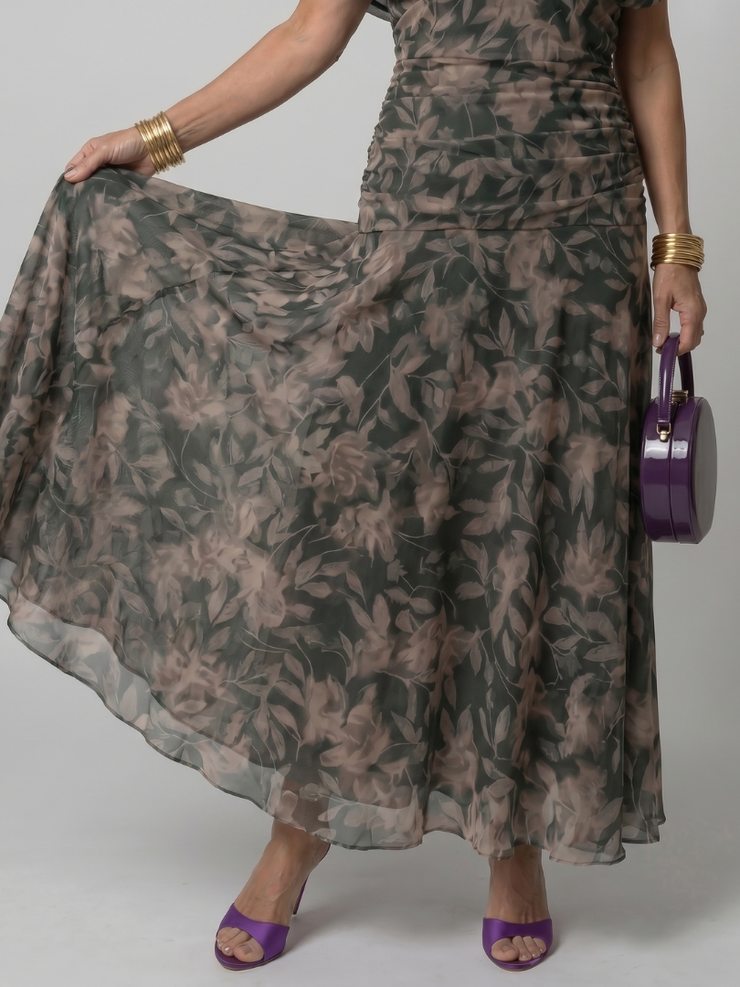 Off-Shoulder Draped Midi Dress