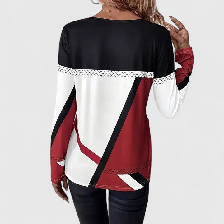 Printed Crewneck Long-Sleeve Sweater