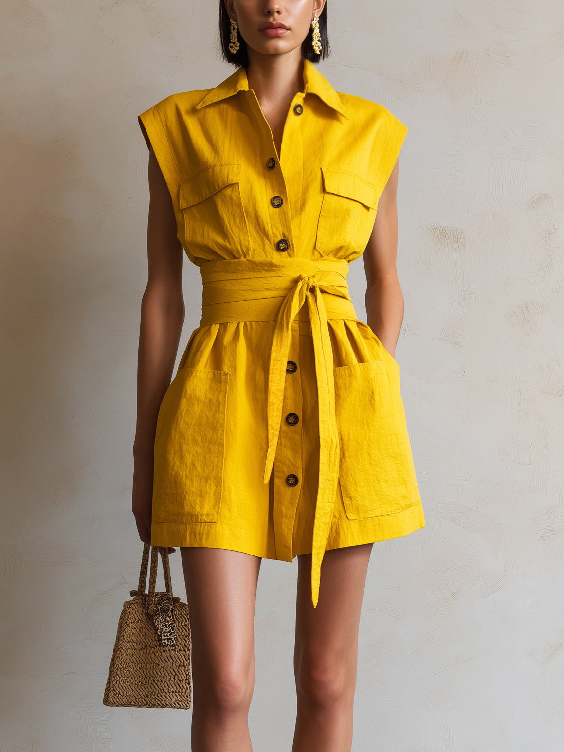 Harper | Cotton-Linen Sleeveless Shirtdress