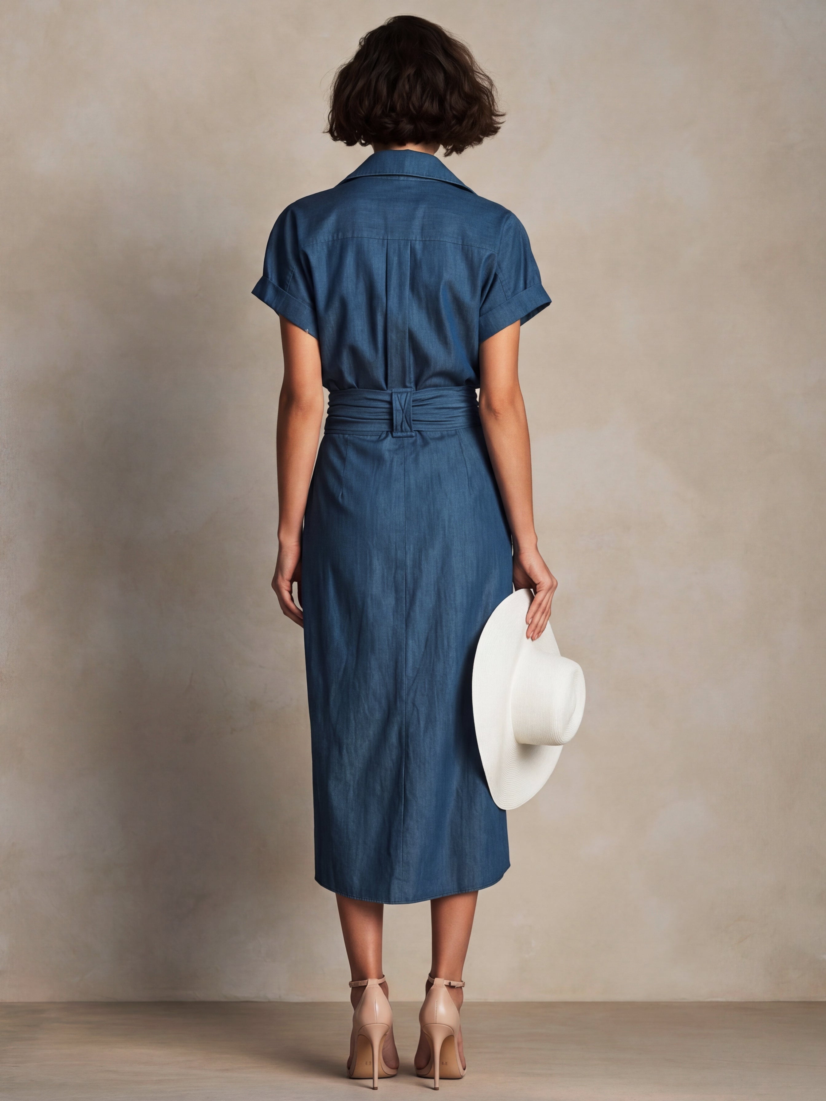 Madison | Chambray Wrap Midi Shirt Dress