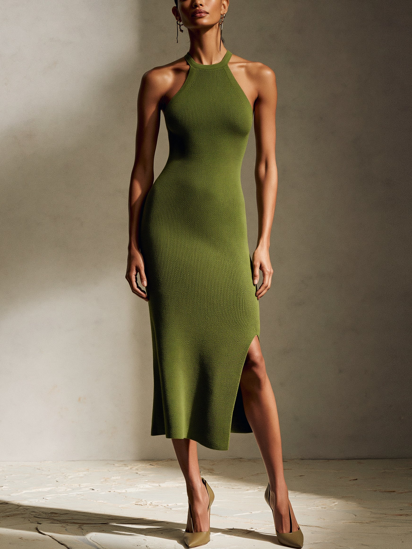 Amara | Knit Halter Midi Dress
