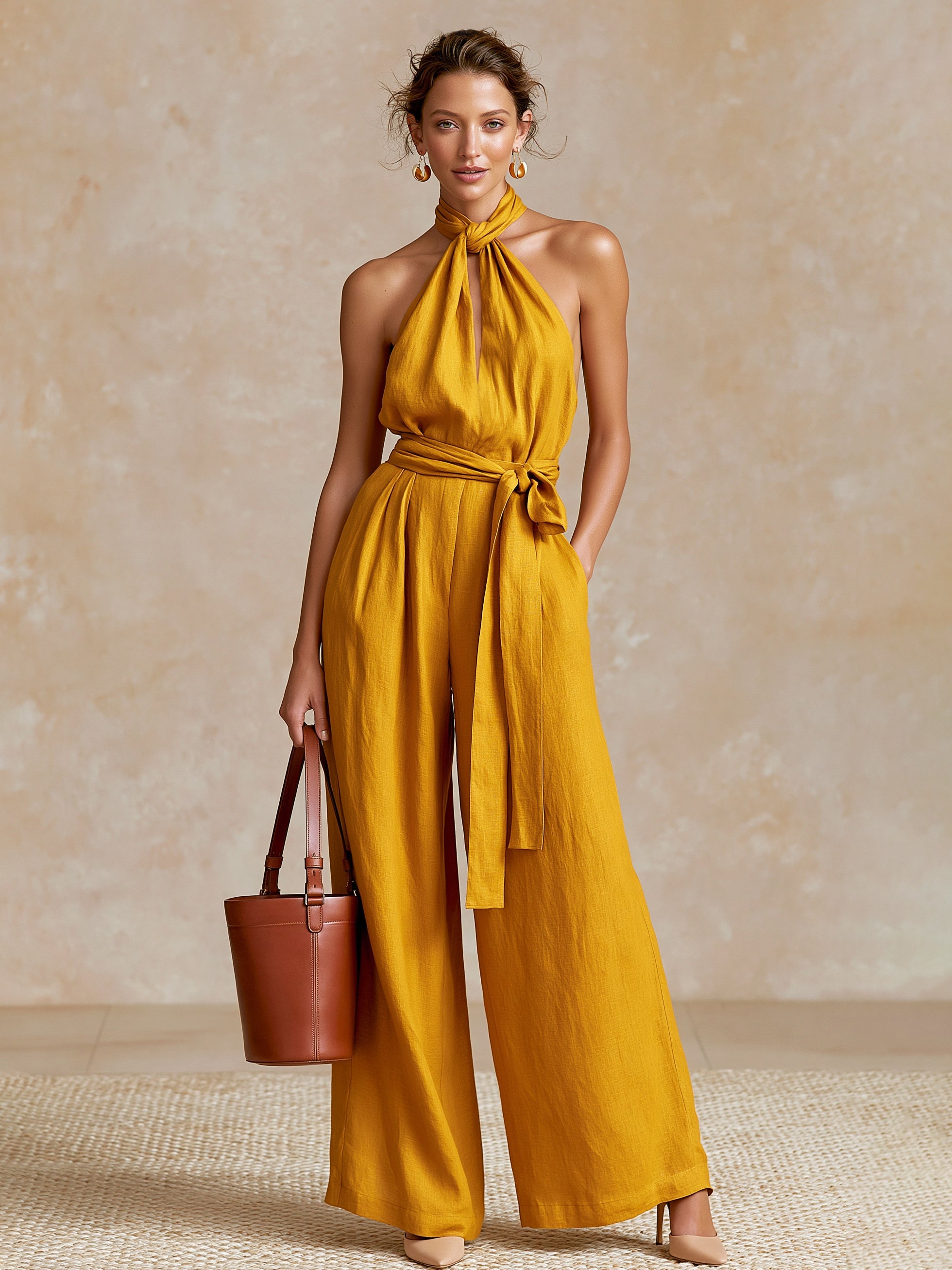 Marisol | Linen Halter Jumpsuit