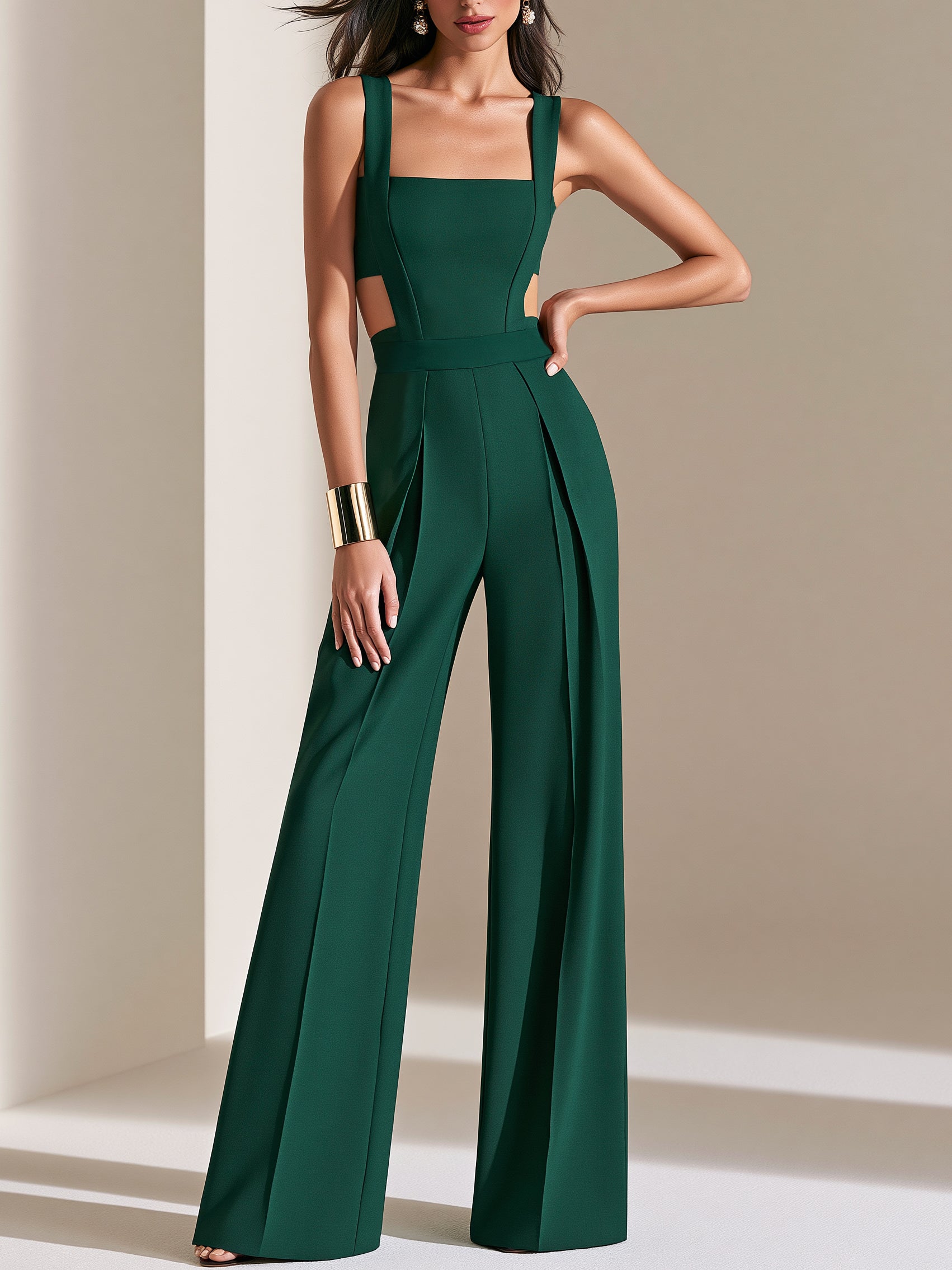 Harper | Tailored Square-Neck Wide-Leg Jumpsuit