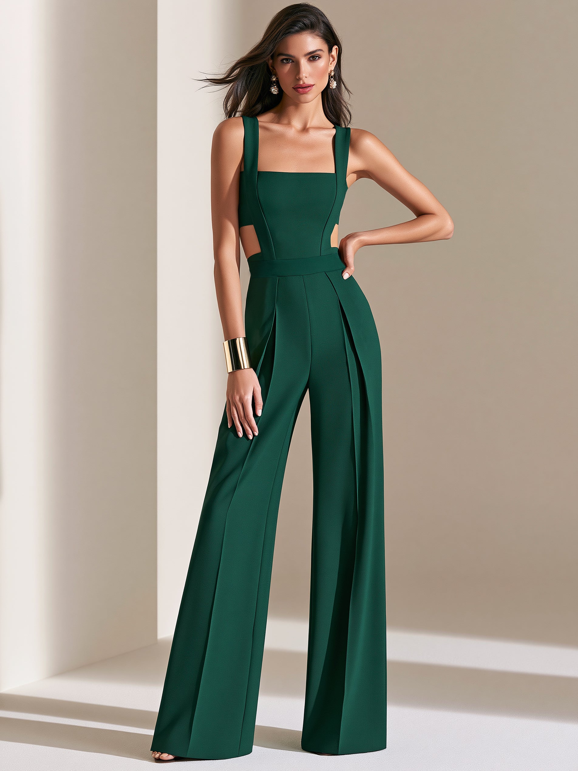Harper | Tailored Square-Neck Wide-Leg Jumpsuit