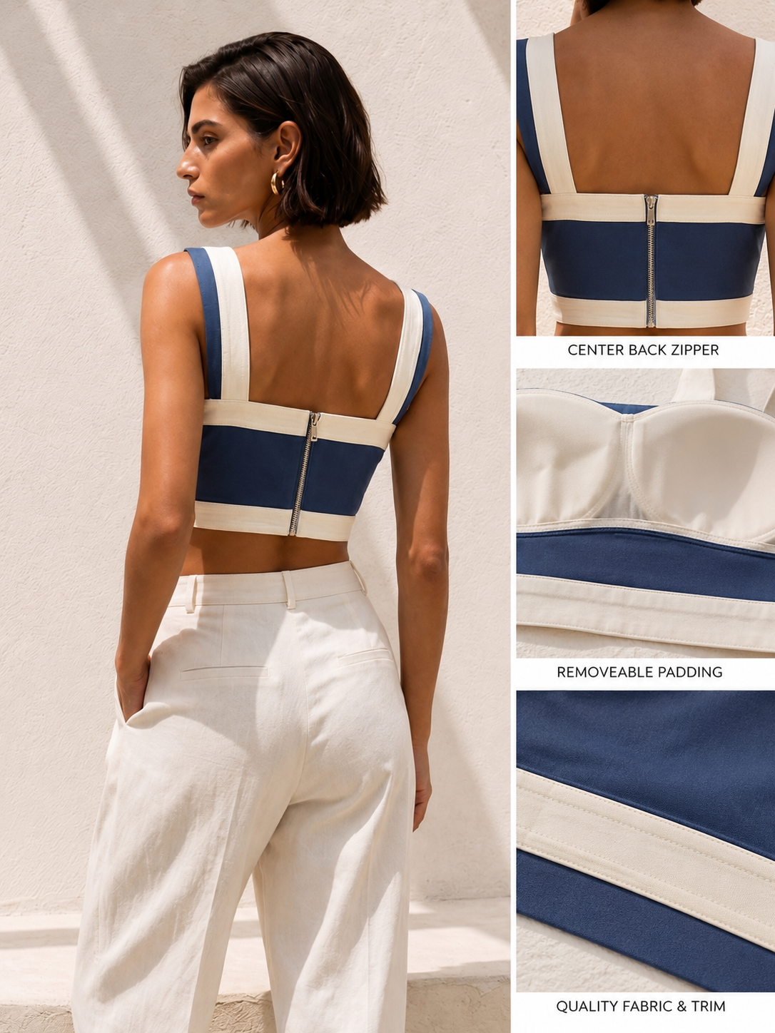 Marisol | Linen-Cotton Structured Crop Top