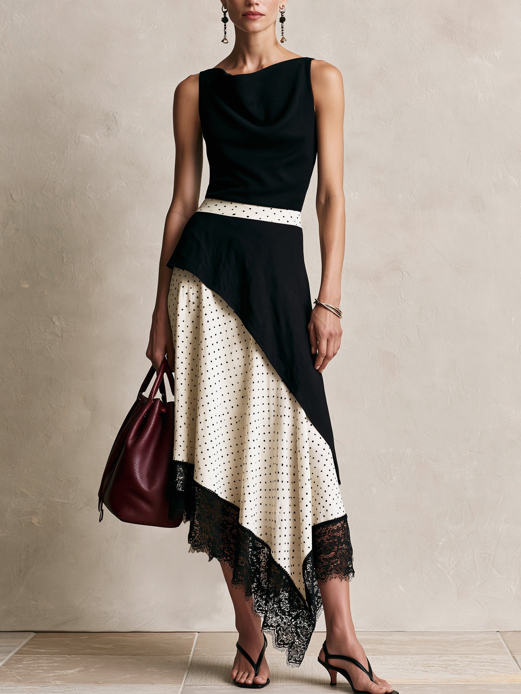 Harper | Asymmetric Maxi Dress with Lace Trim