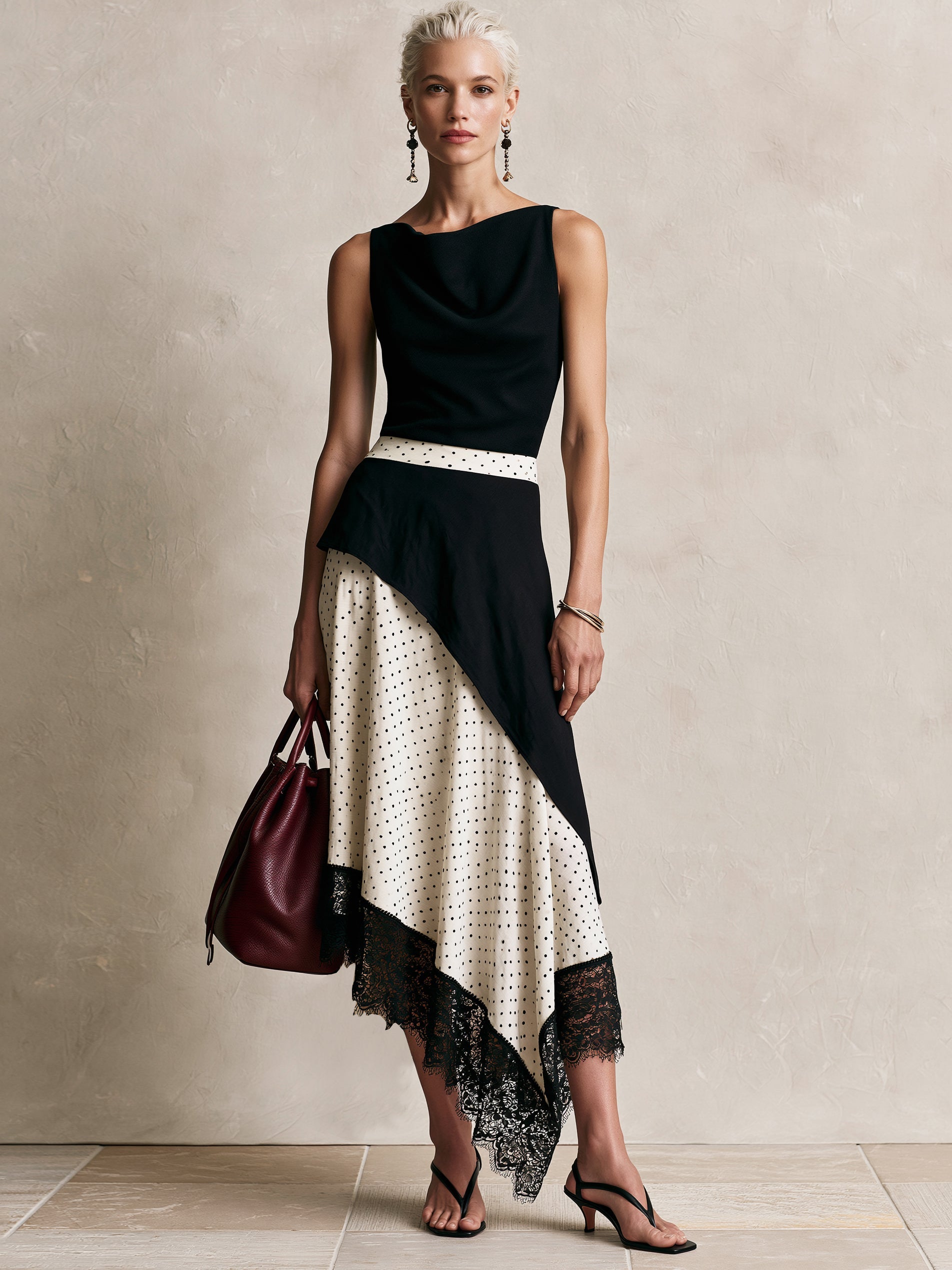 Harper | Asymmetric Maxi Dress with Lace Trim