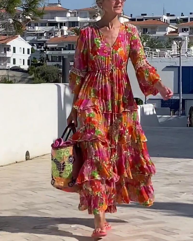 Flared Dress V-Neck