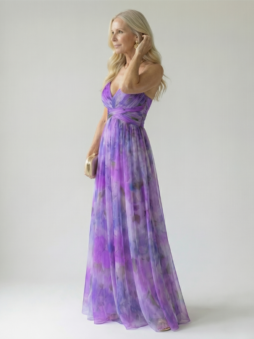 Sleeveless Wrap-Bodice Maxi Dress