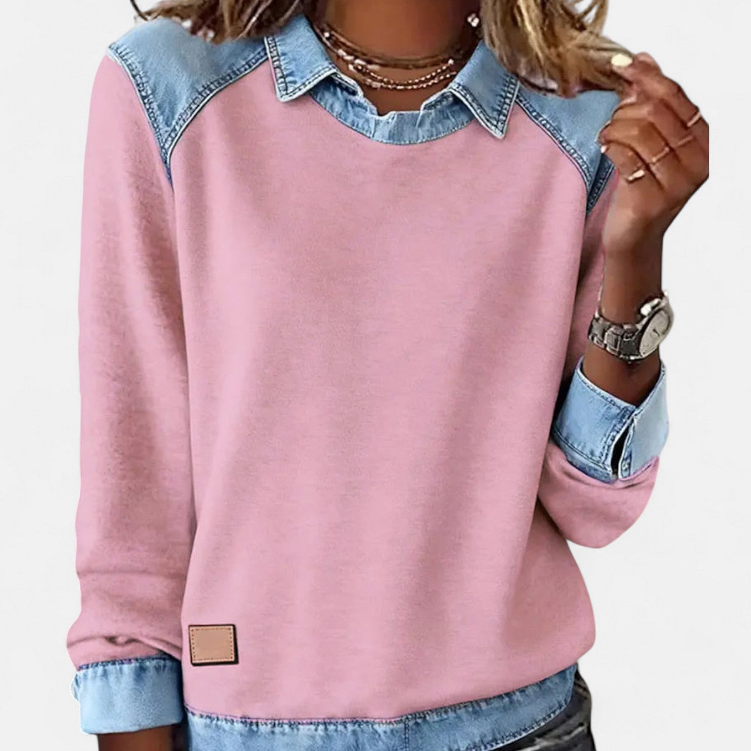Collared Long-Sleeve Blouse