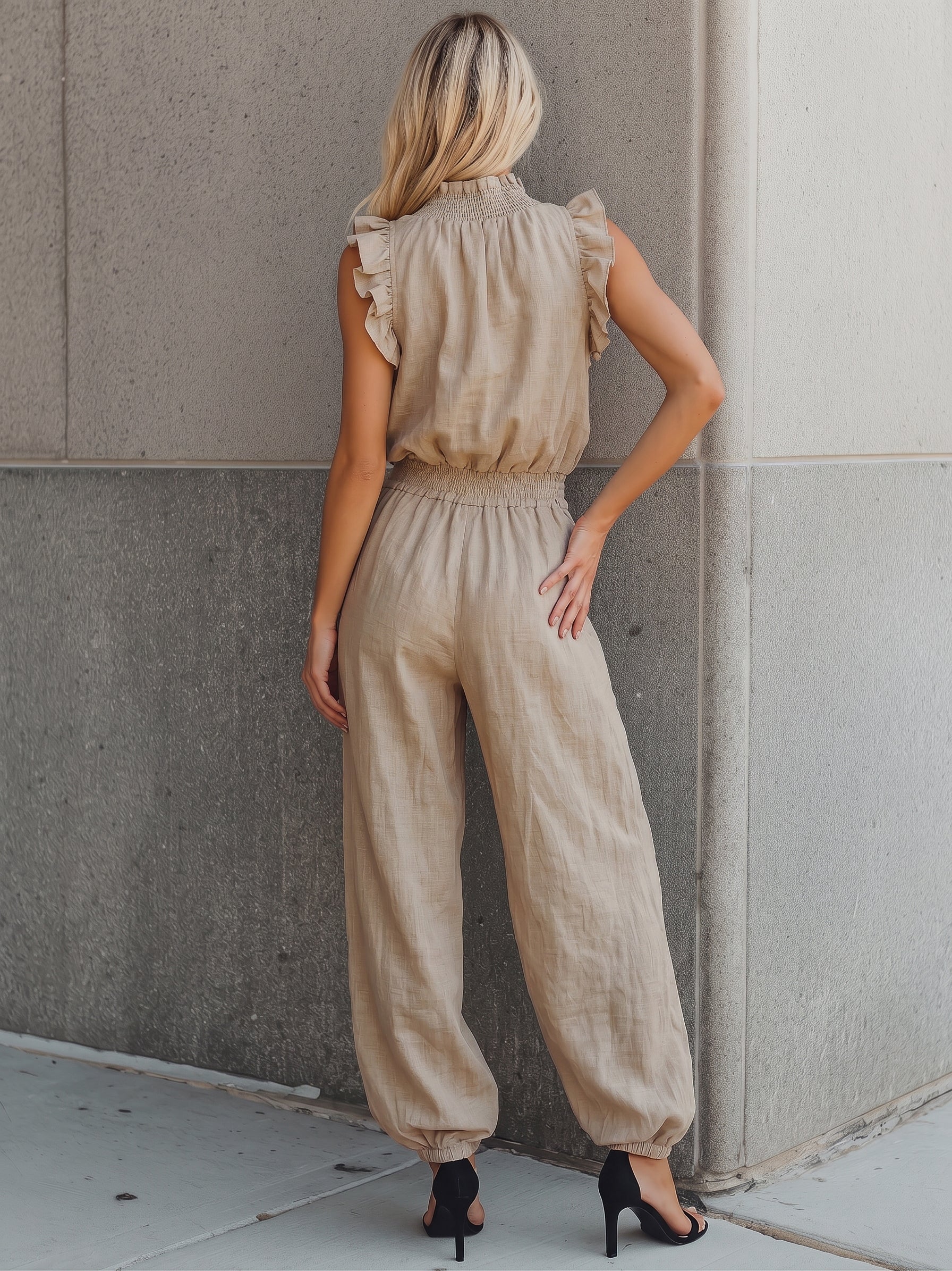Maya | Jumpsuit, Ruffle-Neck