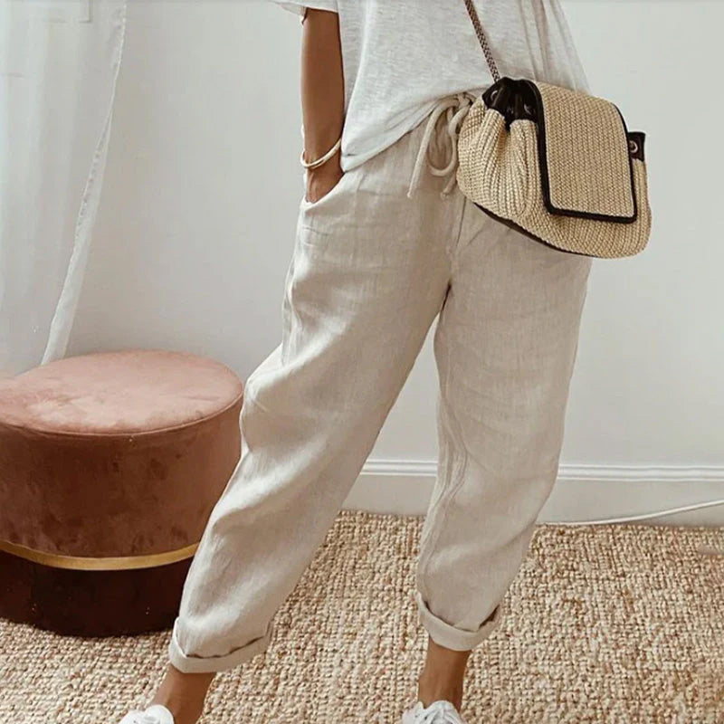 Maya | Cotton Mid-Waist Pants