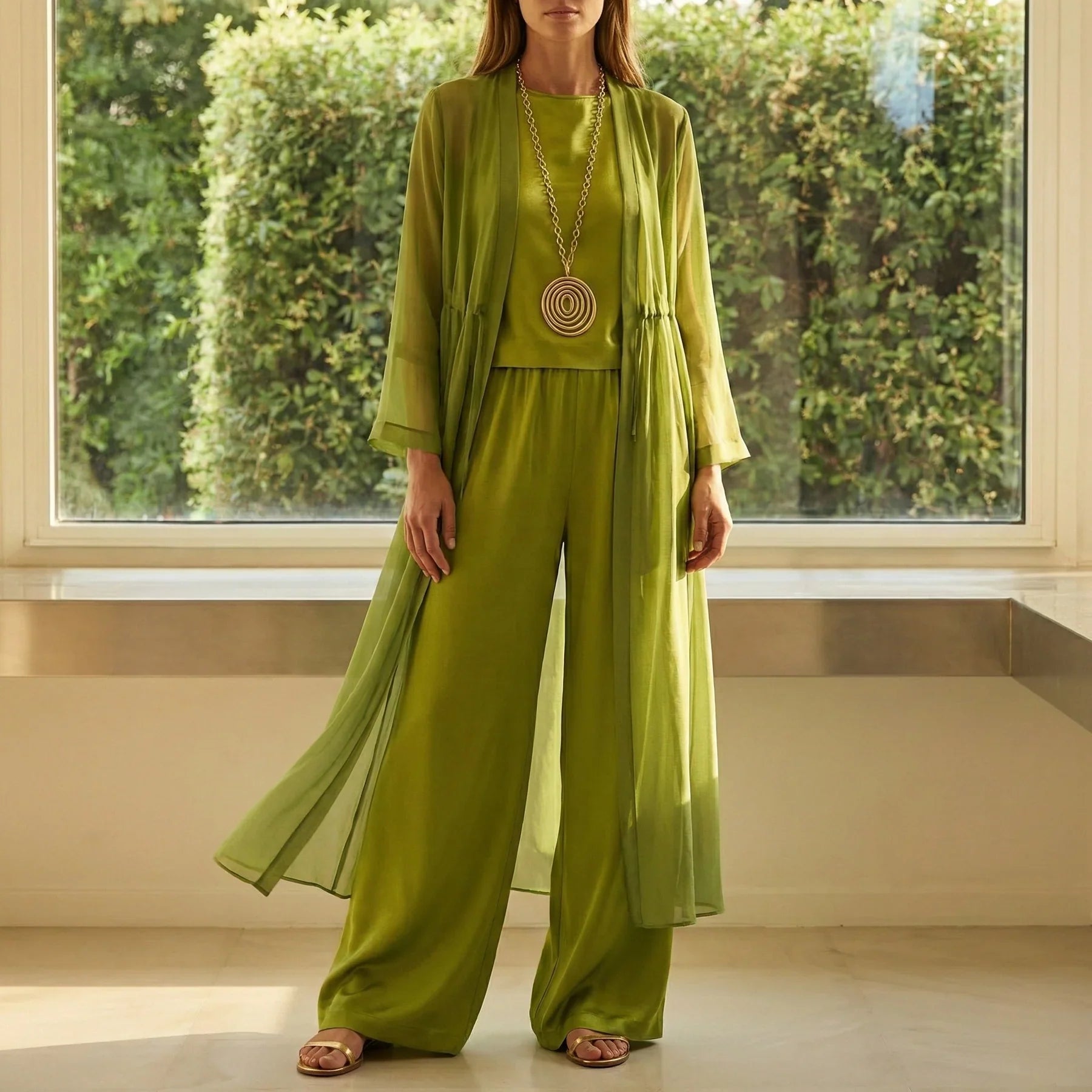 Monica | Three-Piece Set with Wide-Leg Trousers