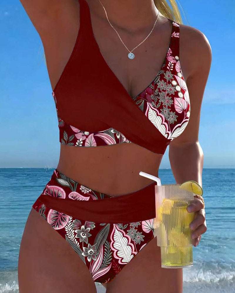 Naomi | Color-Contrast Floral Bikini