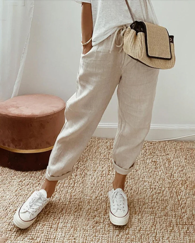 Maya | Cotton Mid-Waist Pants