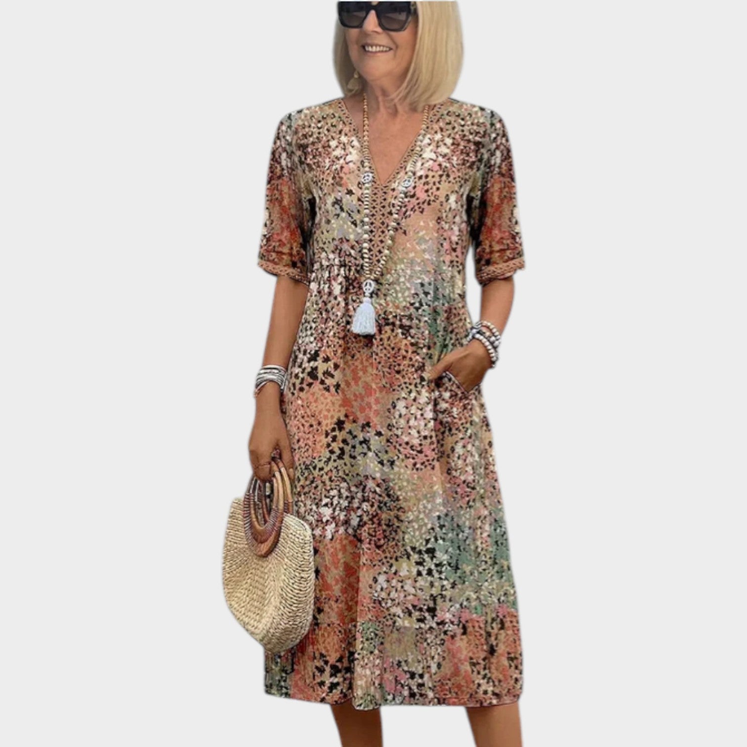 Marisol | Boho Floral Midi Dress