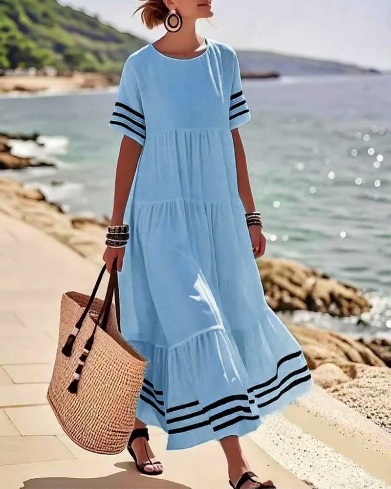 Sienna | Cotton-Blend Colorblock Midi Dress