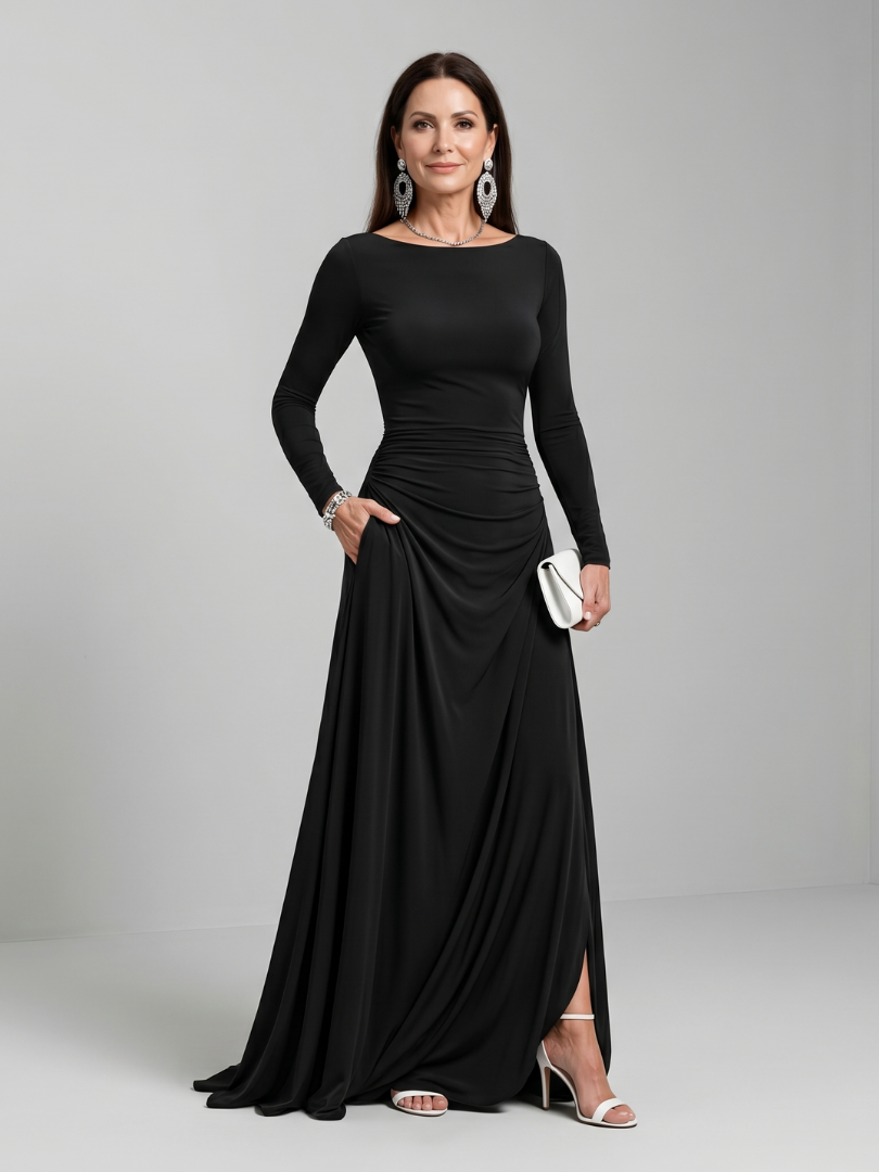 Naomi | Boat Neck Maxi Dress