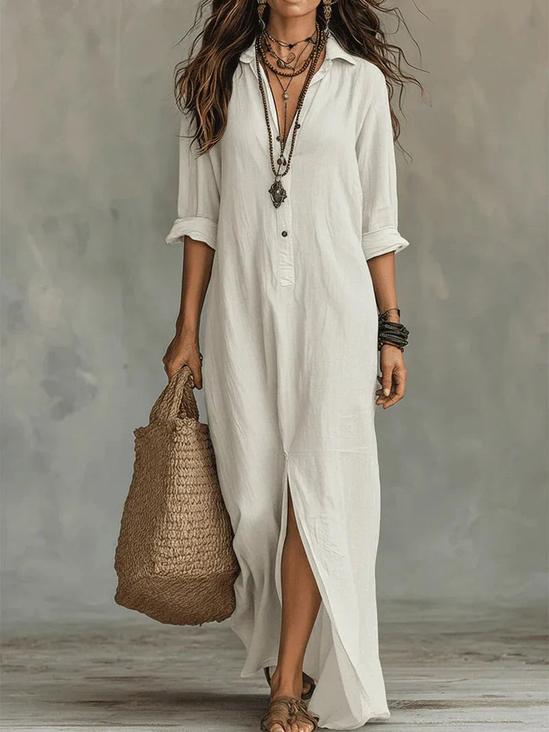 Selena | Black Oversized Maxi Dress with Buttons
