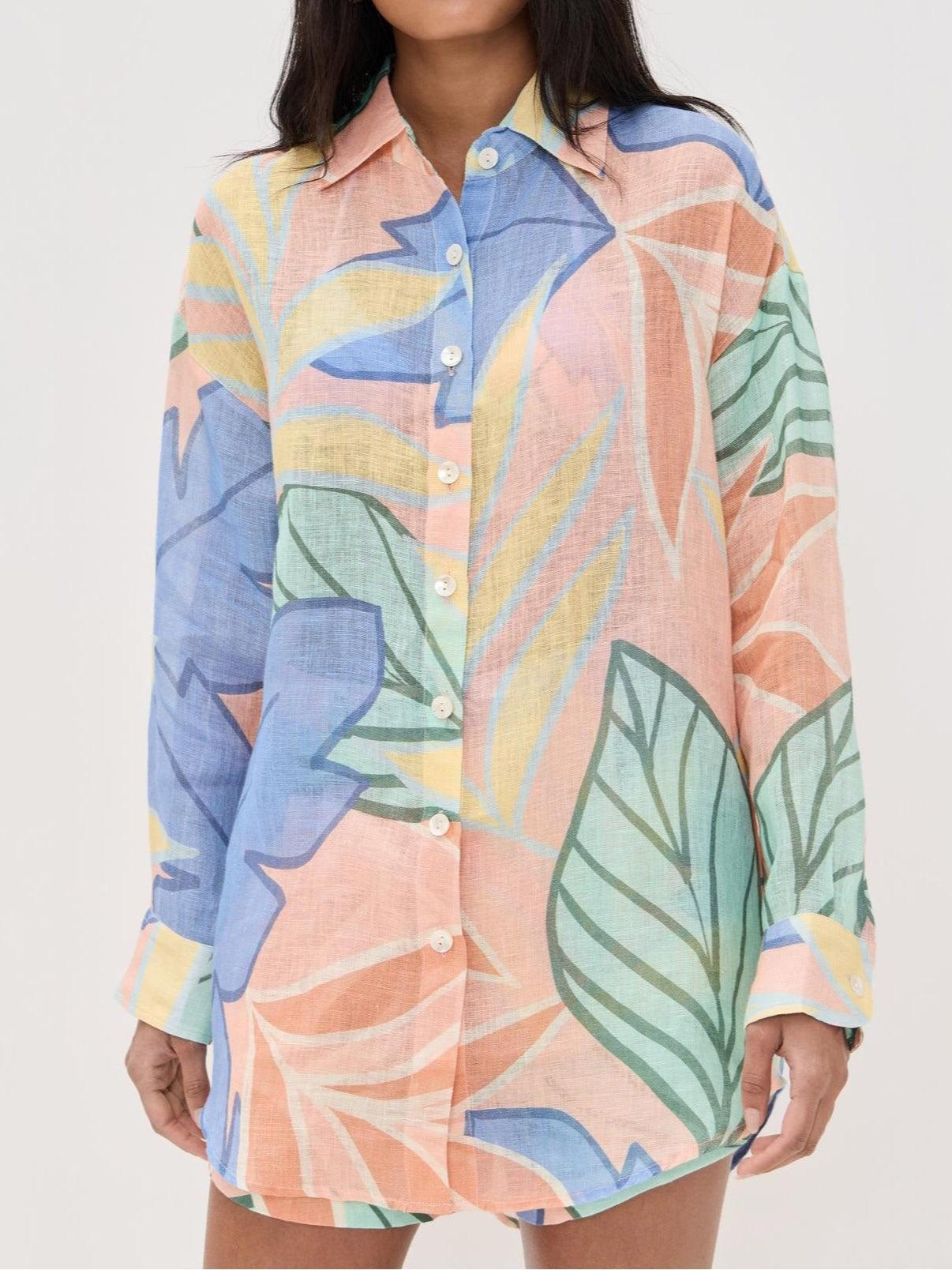 M&H | Tropical Leaf Print Short Set