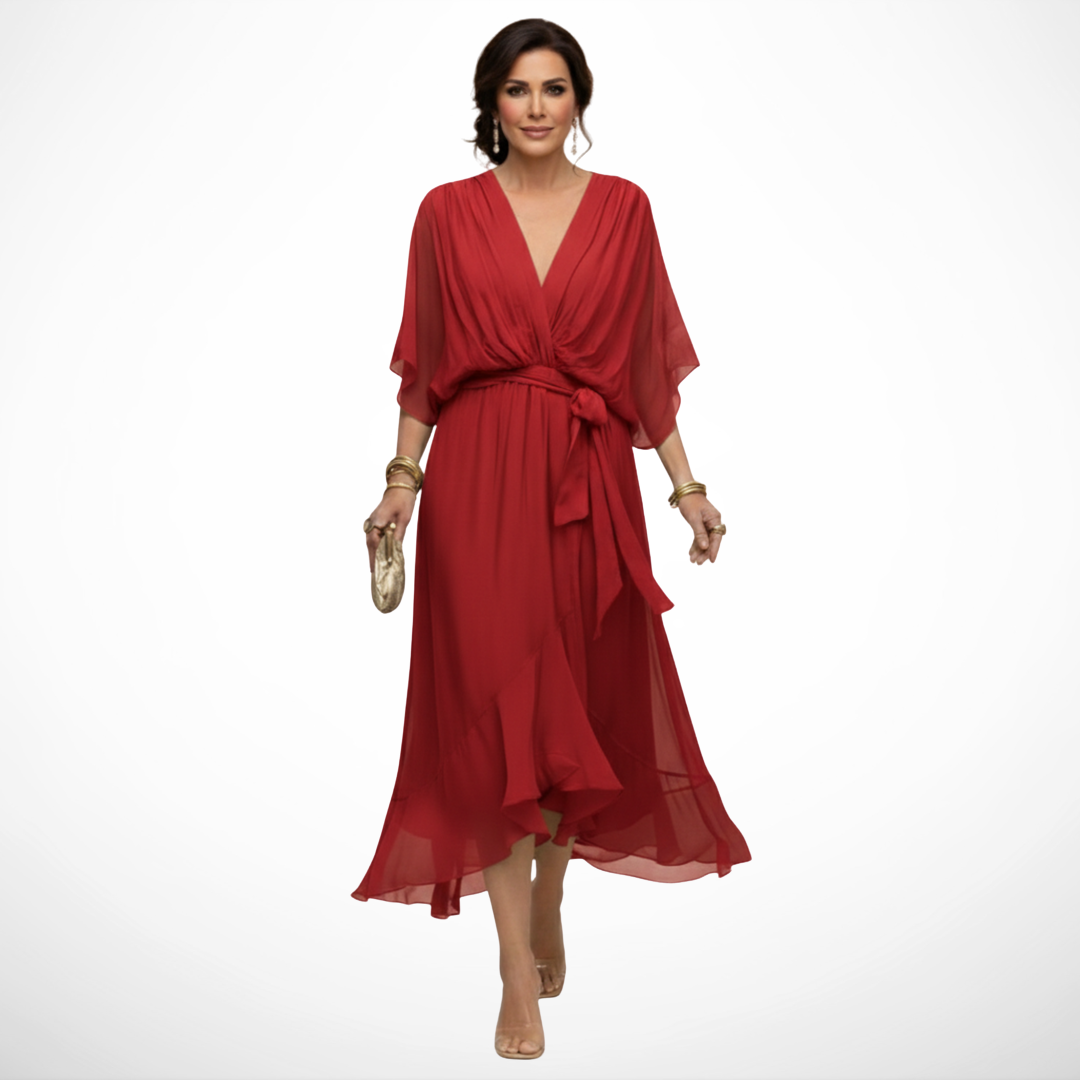 Sfumato | Chiffon Dress with V-Neck