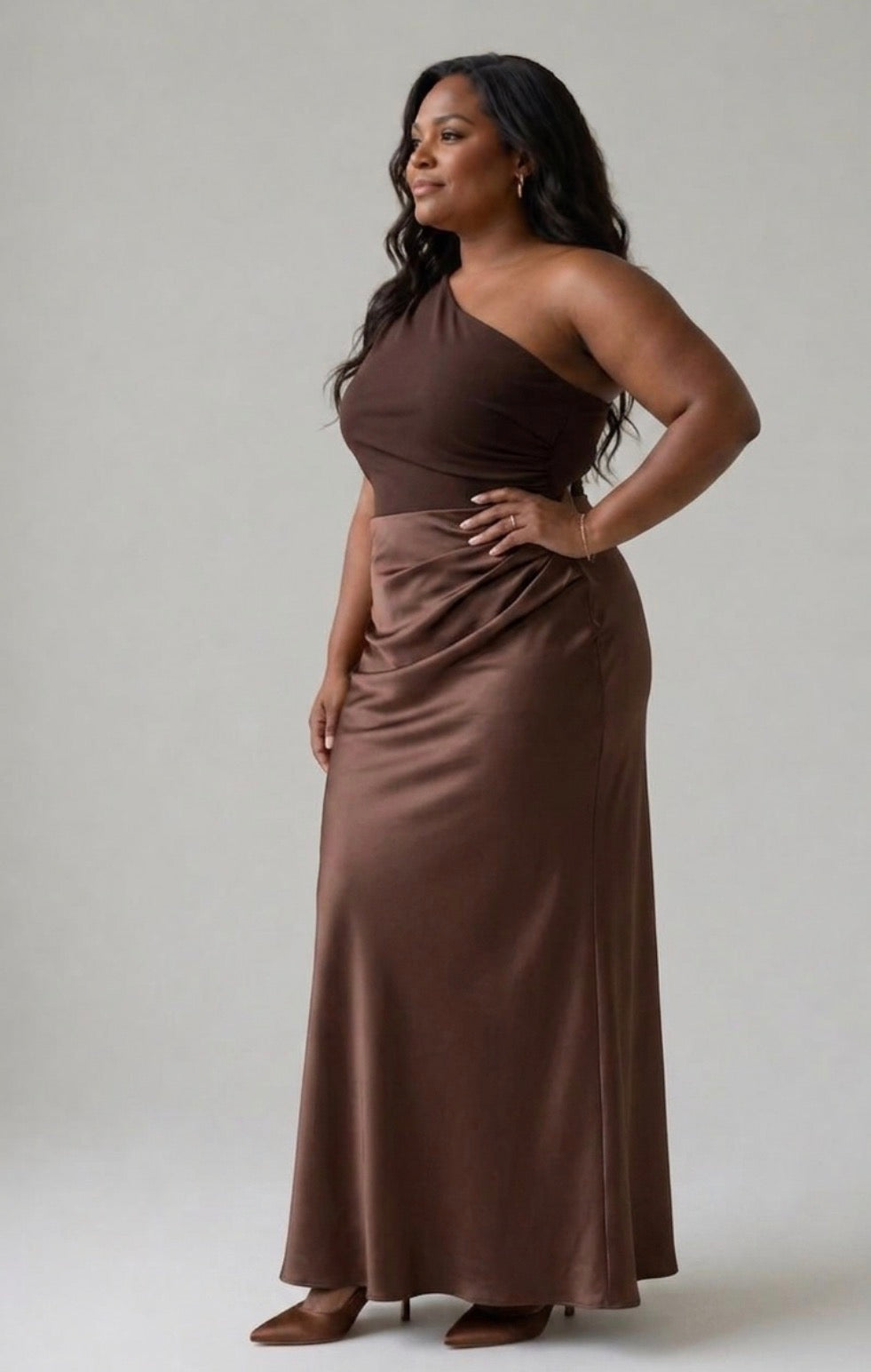 Naomi | Asymmetrical Satin Maxi Dress
