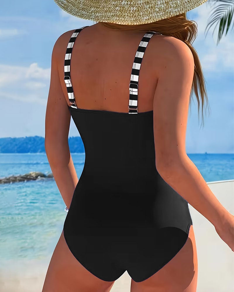 Harper | One-Piece Swimsuit with Color-Block Stripes