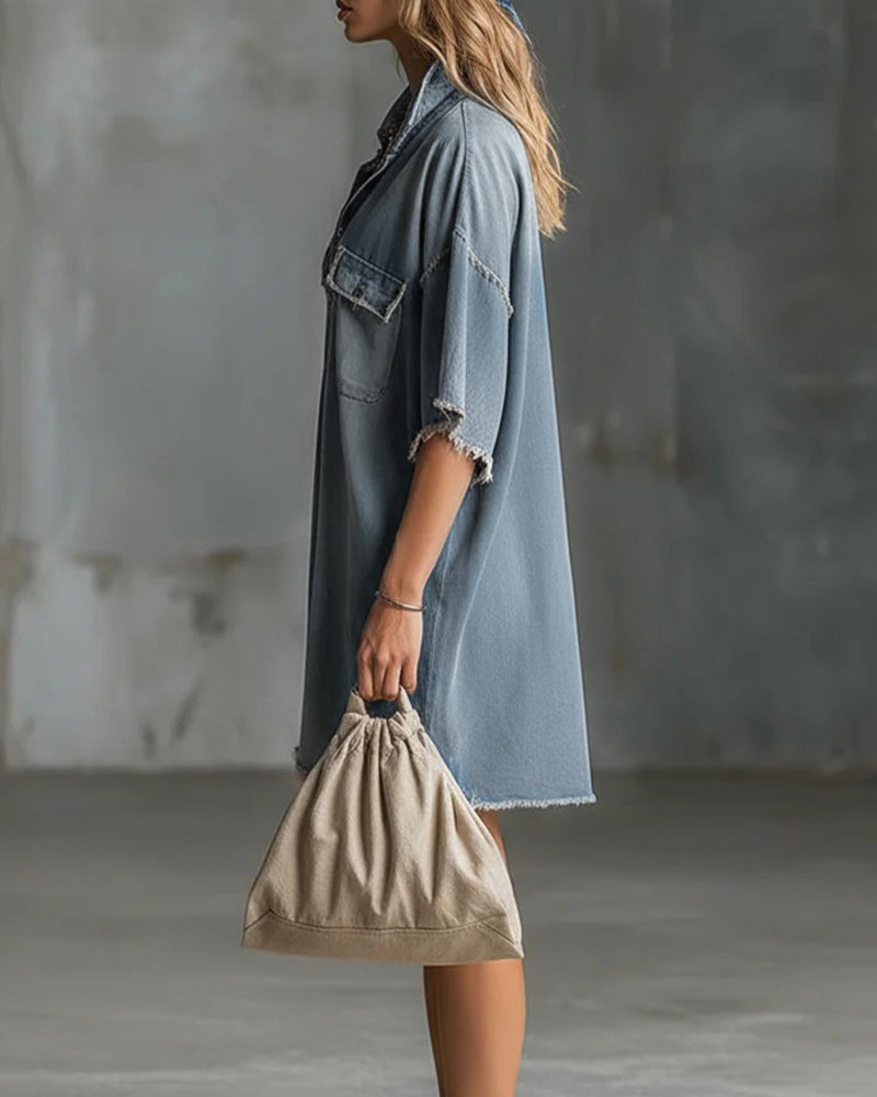 Casual Denim Lapel Dress