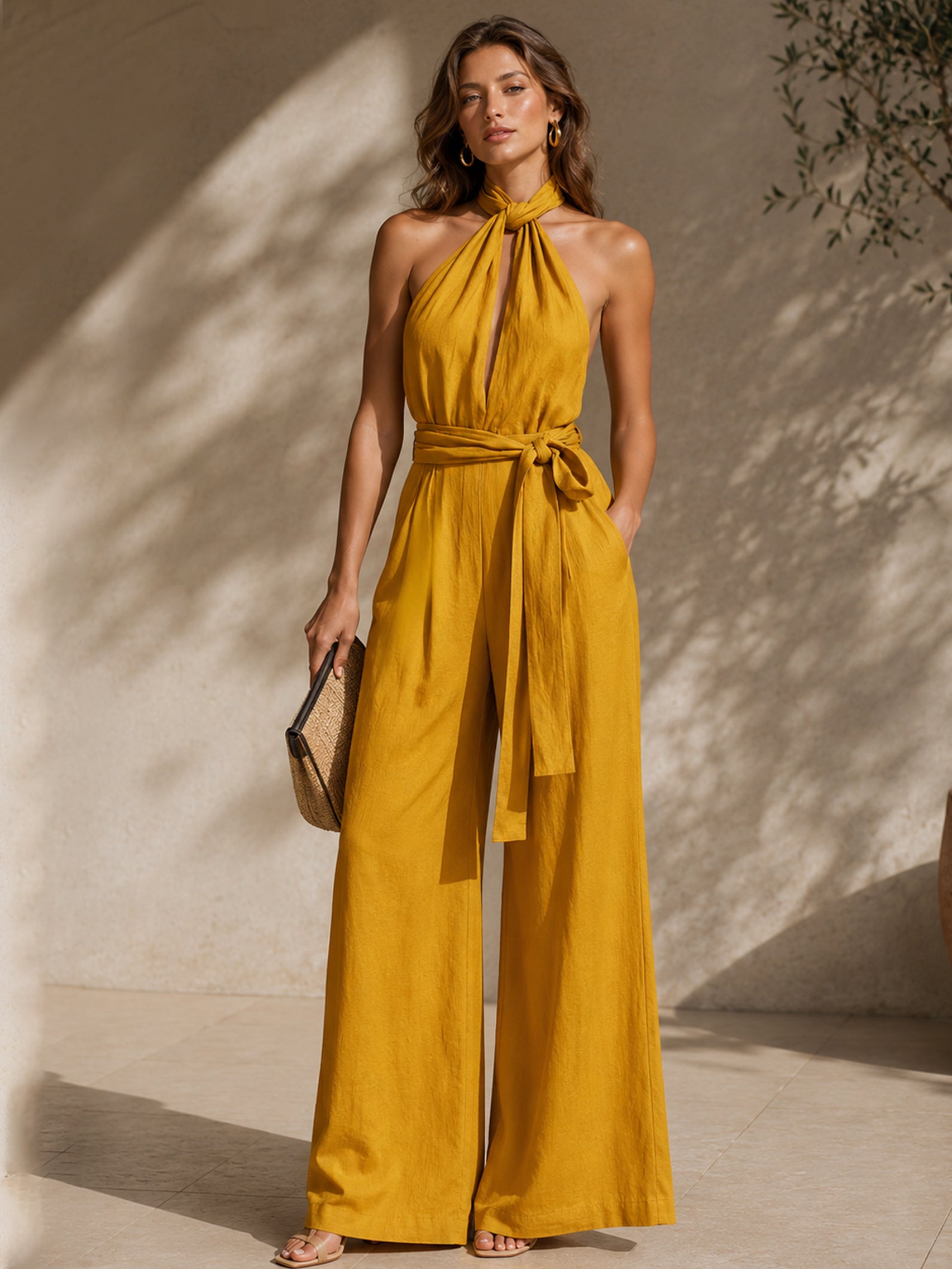 Marisol | Linen Halter Jumpsuit