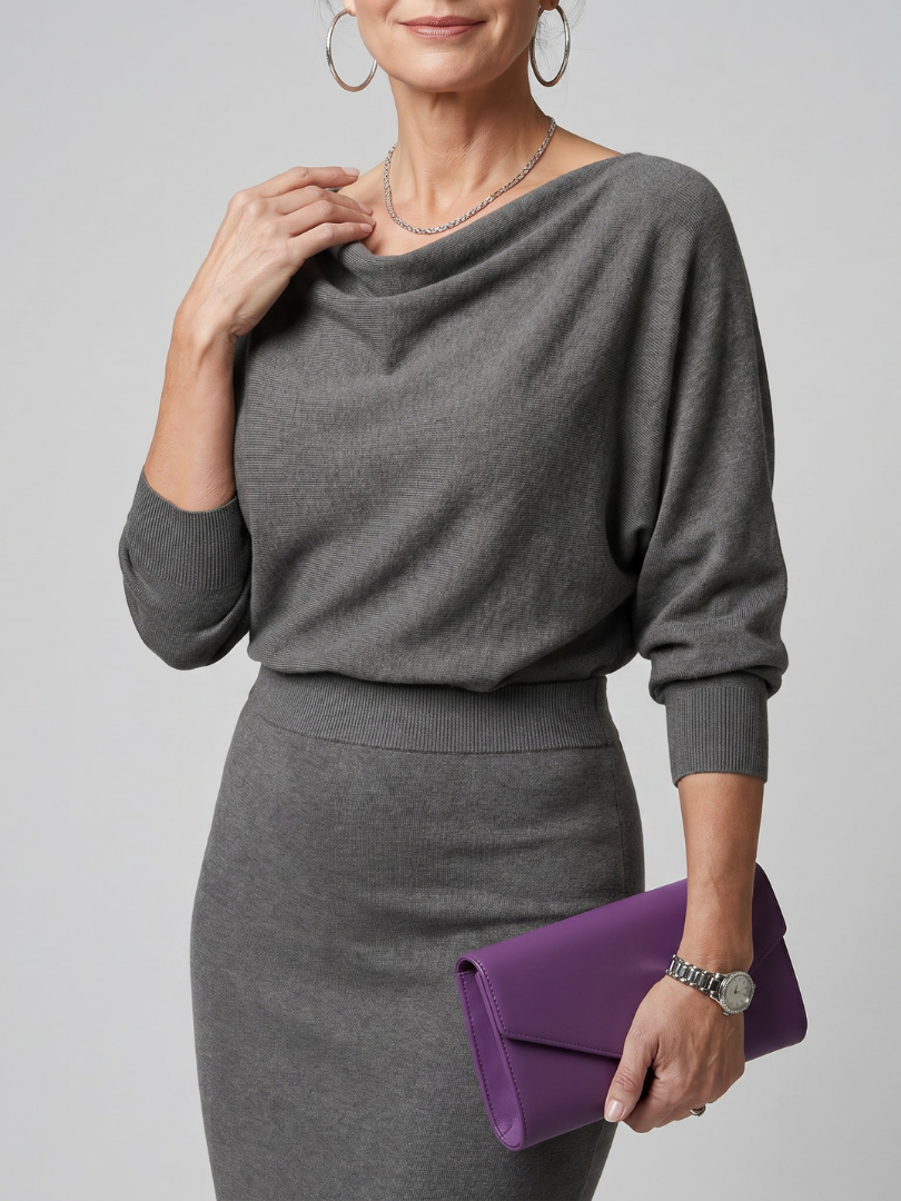 Harper | Midi Dress with Draped Neckline