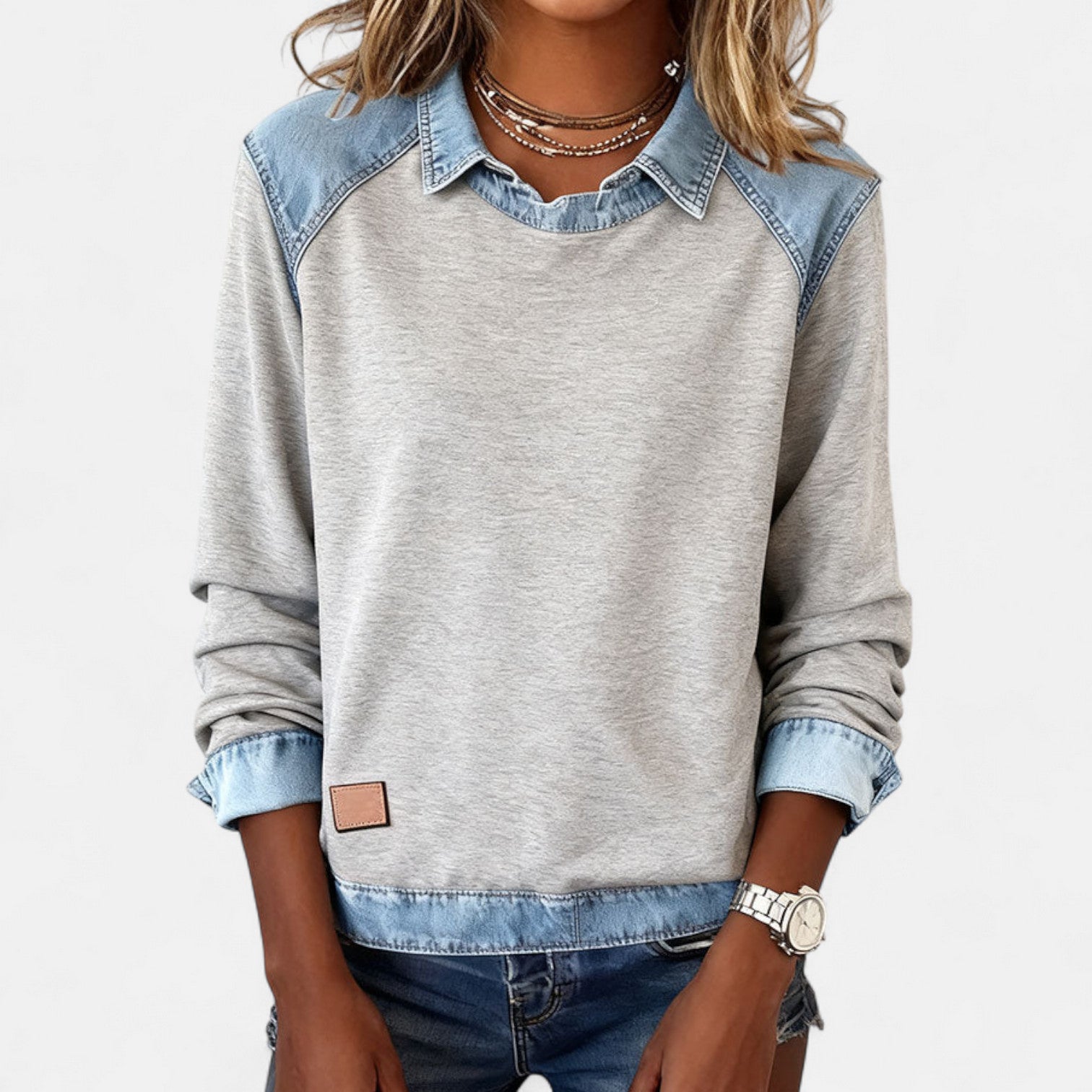Collared Long-Sleeve Blouse