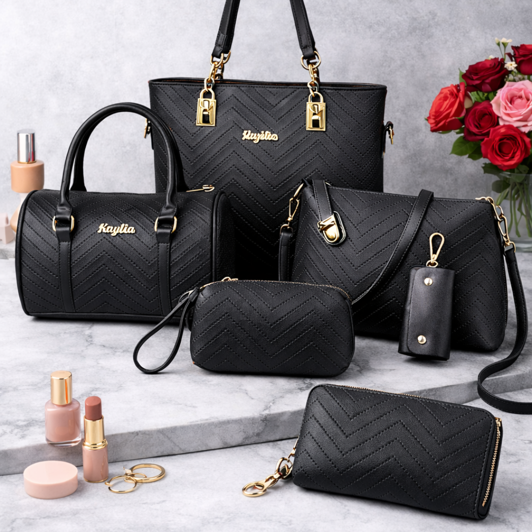 6-Piece PU Leather Tote and Crossbody Bag Set