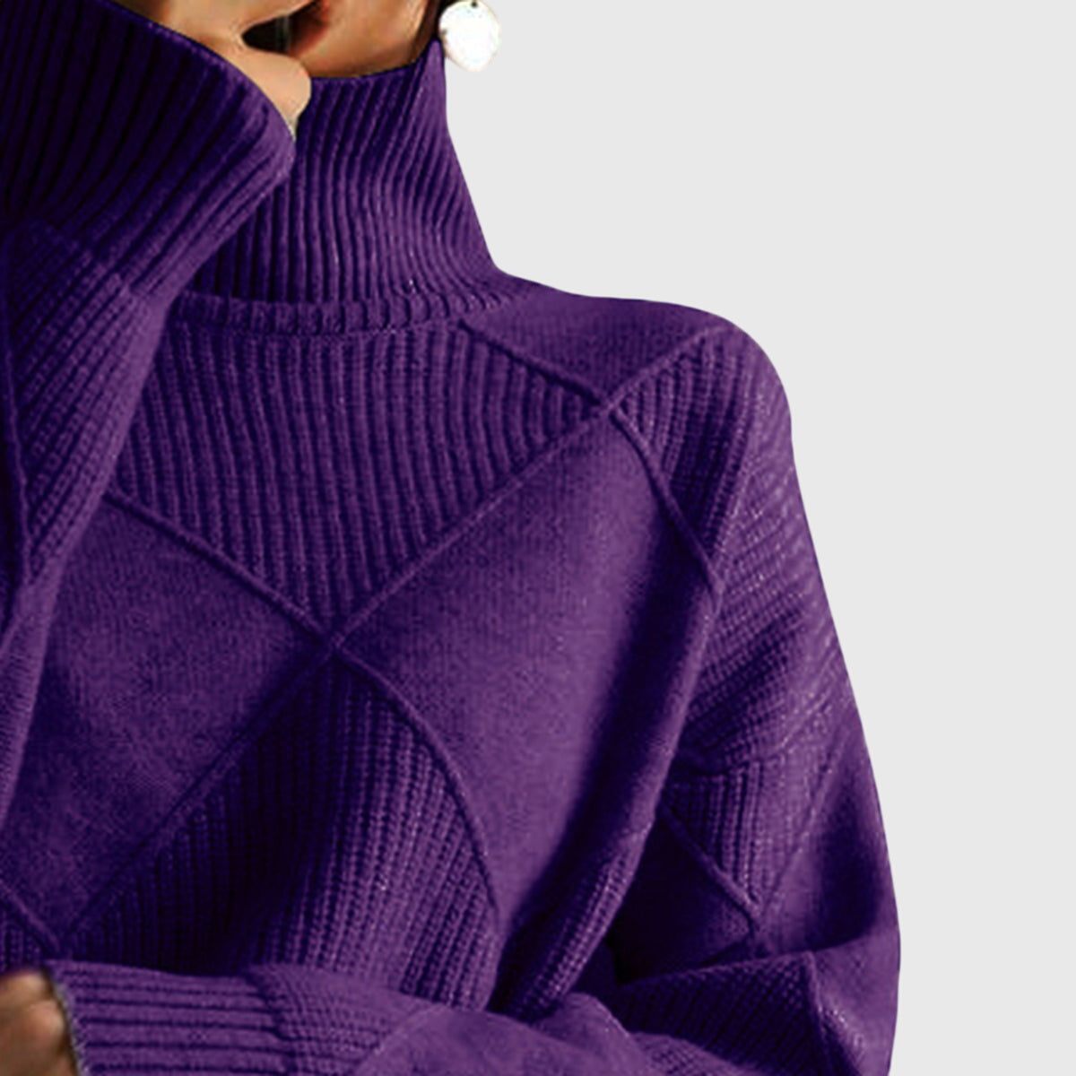 Geometric Knit Turtleneck Sweater