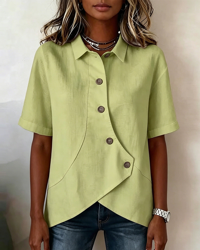 Marisol | Asymmetrical Cotton-Linen Button-Up Shirt