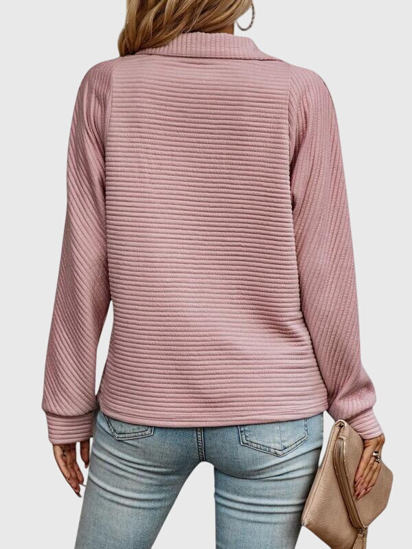 Zippered V-Neck Sweater